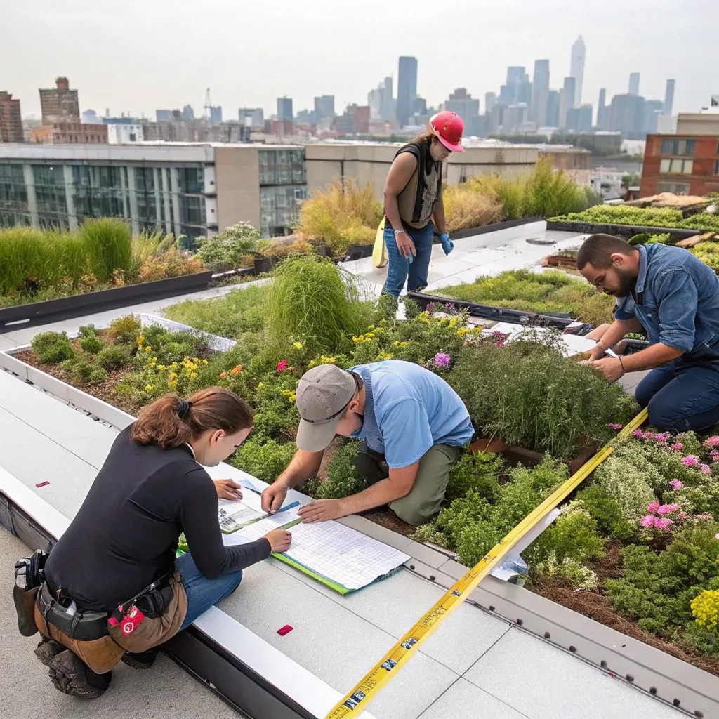 Dedicated team passionately working on rooftop garden designs